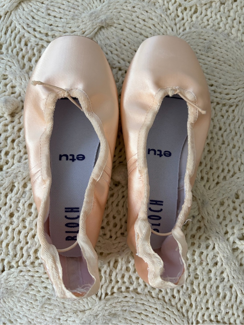 Gently Used Bloch Etu Ballet Ballerina Pointe Shoes 6 XX HM Pink Satin Suede Tip